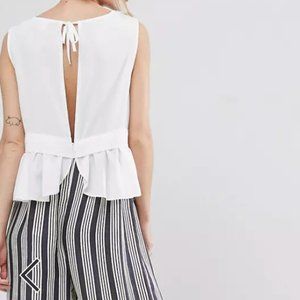 ASOS Casual, Wide lLeg Stripe and Peplum Jumpsuit, Size 4